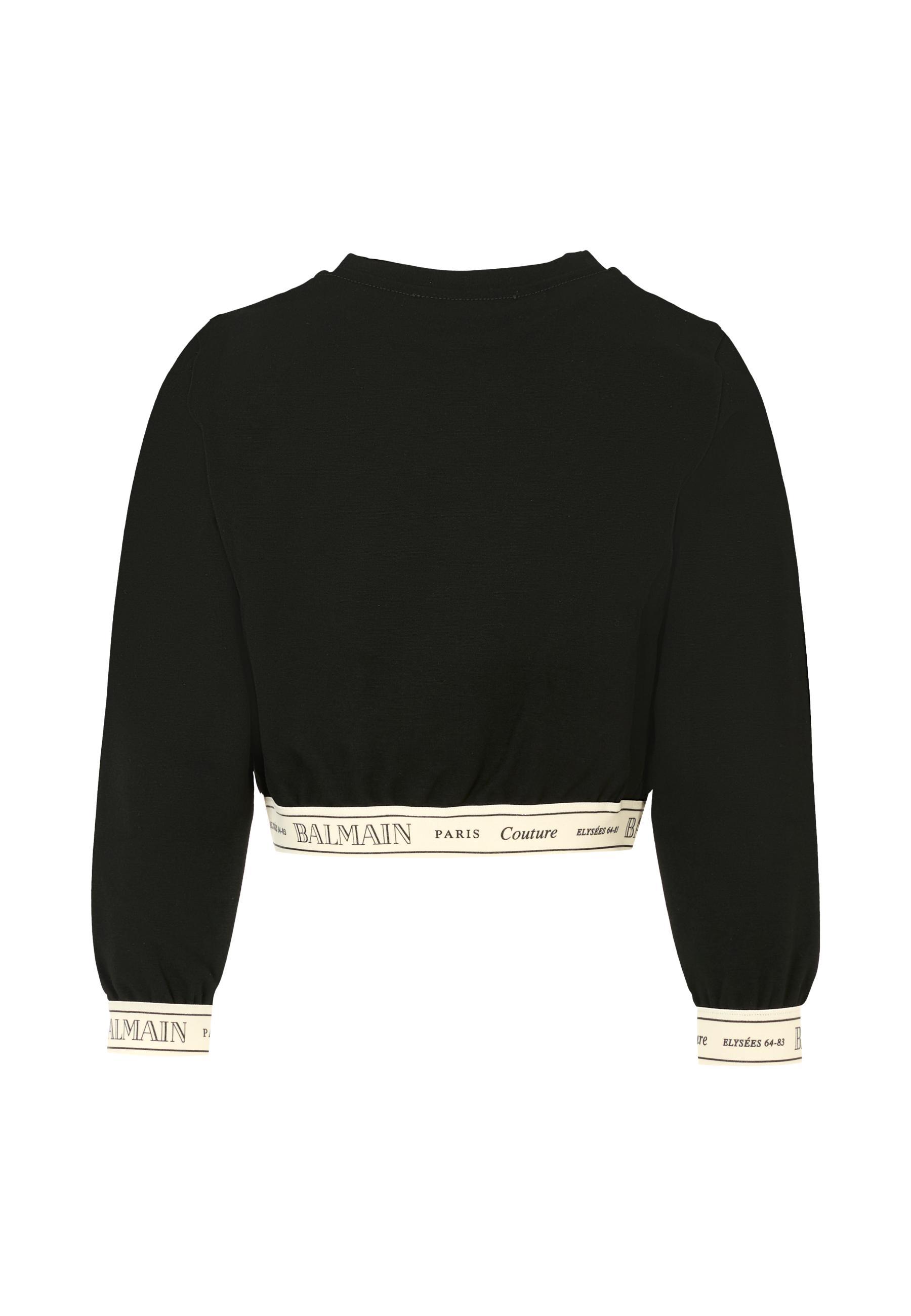 Balmain Logo-band Cropped Top In Black