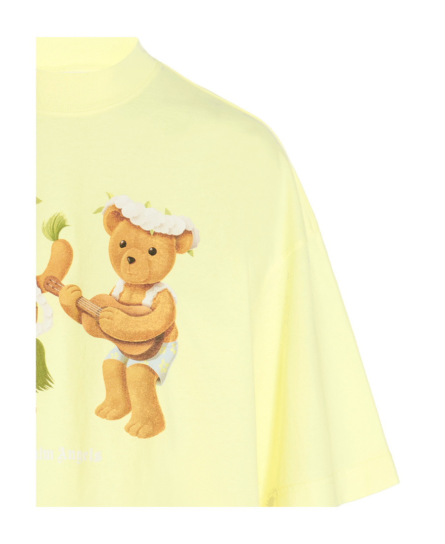 Palm Angels Dancing Bears Print T-shirt In Yellow