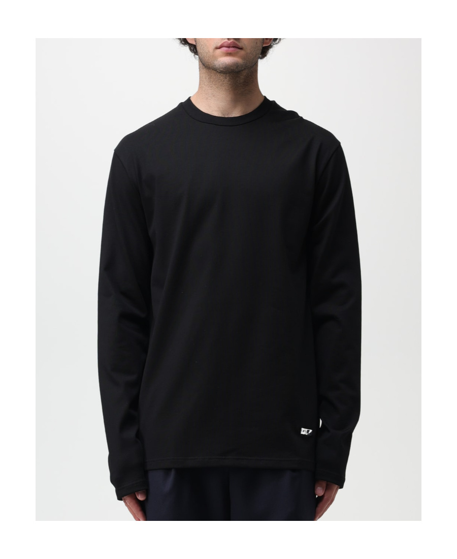 Jil Sander Long-sleeved Crewneck T-shirt In Black