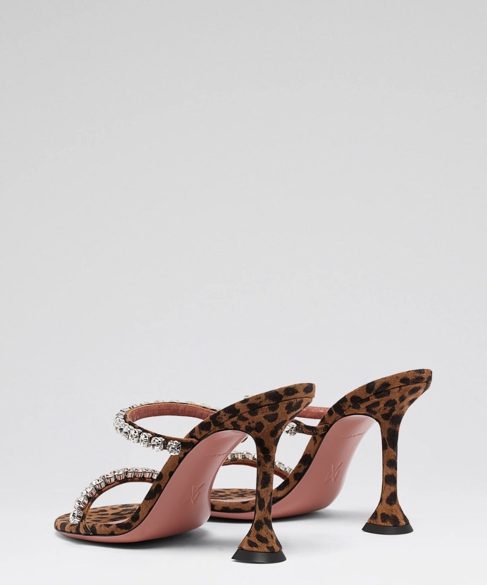 Amina Muaddi Round Toe High Heel Sandals In Multi