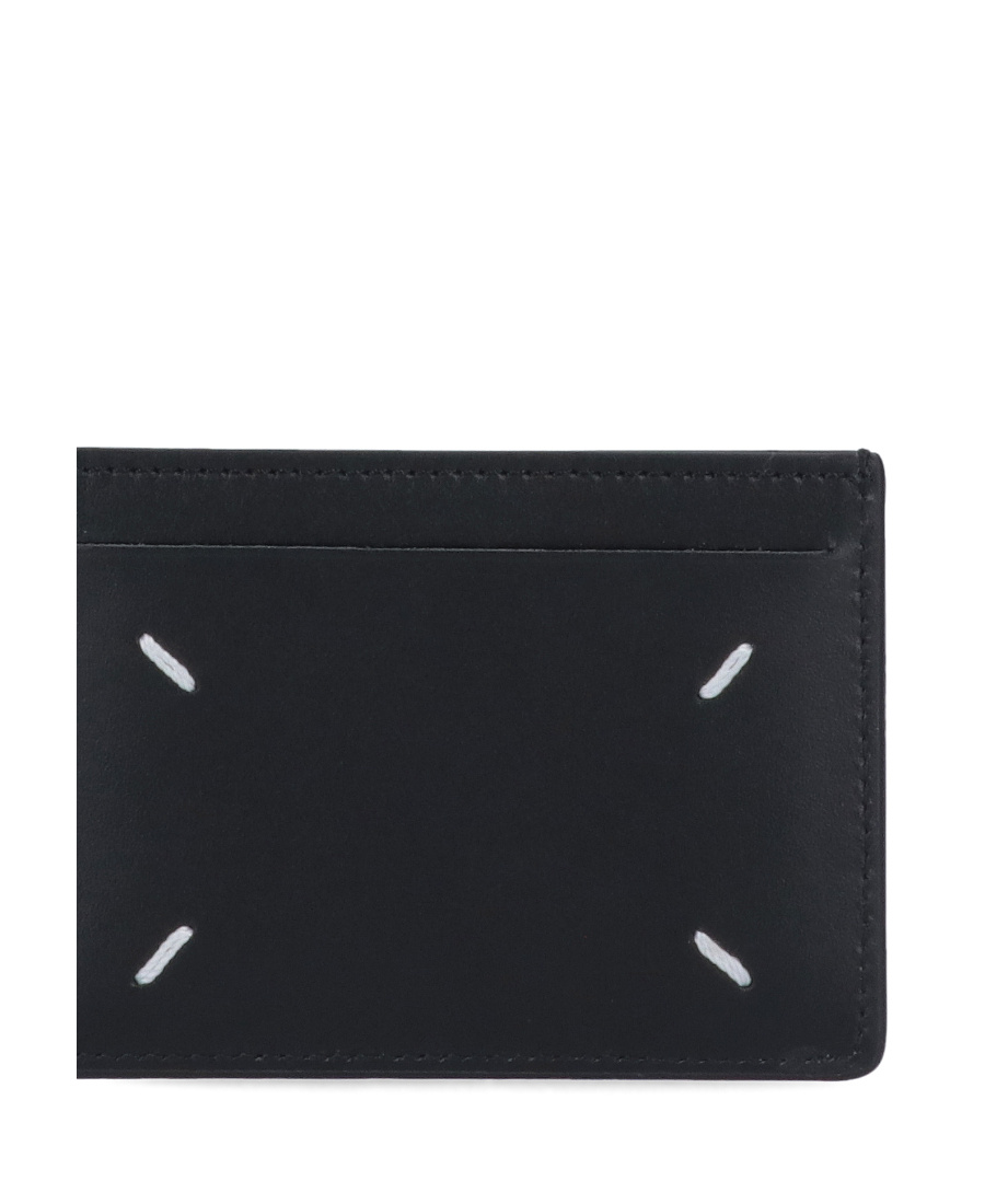 Maison Margiela Black Card Holder With Four Rear Stitchings In Leather Woman In Black