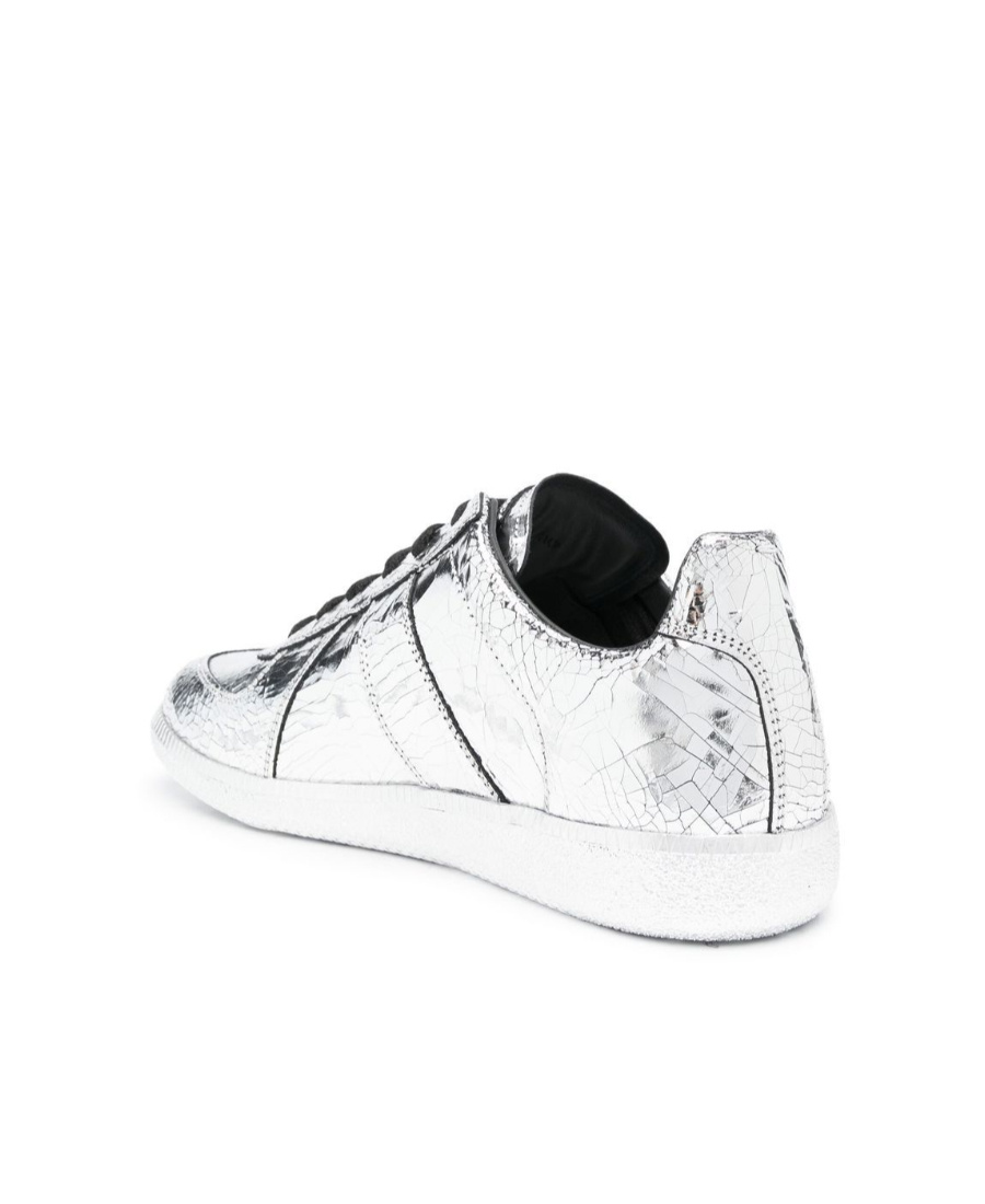 MAISON MARGIELA METALLIC LEATHER LOW-TOP SNEAKERS