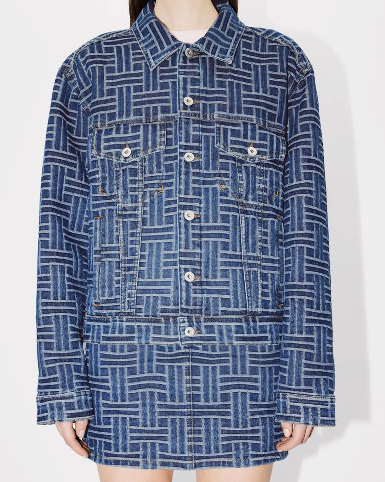 Kenzo Weave Denim Truck Driver Jacket In Blue