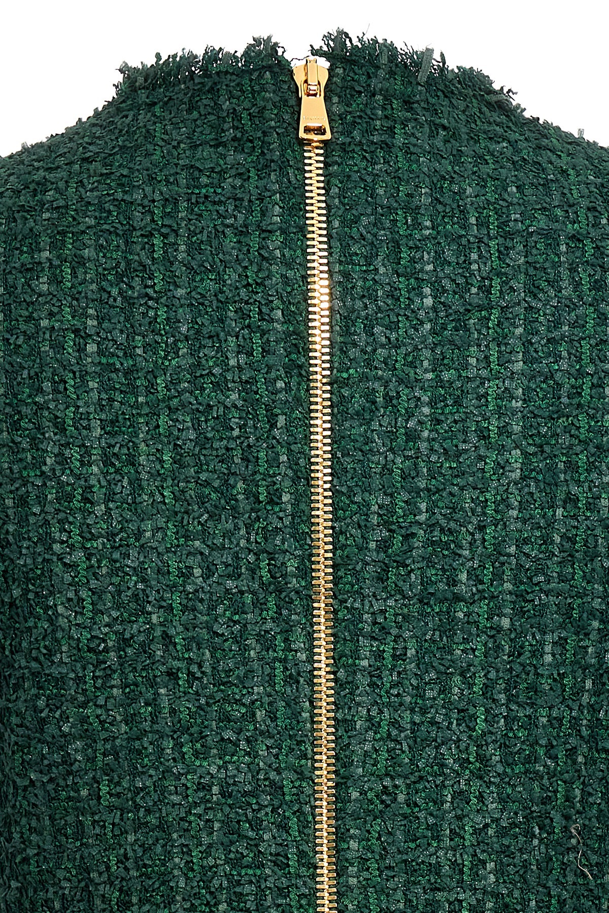 Balmain Button-embellished Tweed Mini Dress In Green