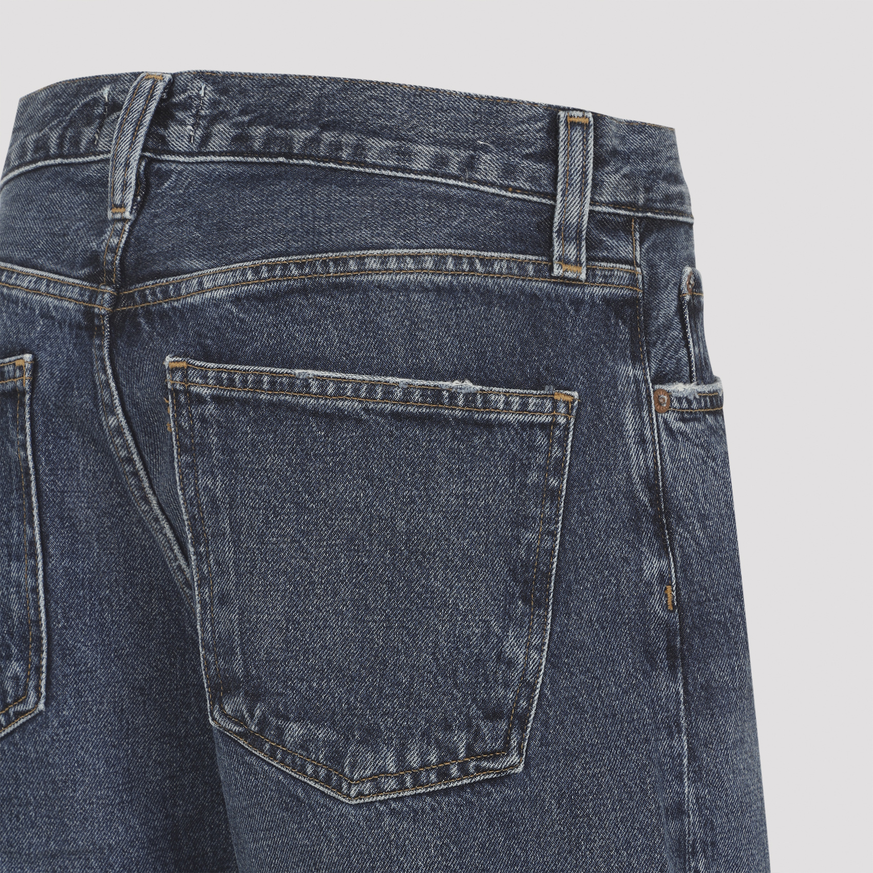 Agolde Denim Trousers With Belt Loops In Blue