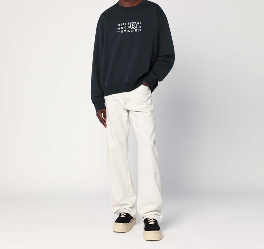 Mm6 Maison Margiela Patched Jeans With Belt Loops In White