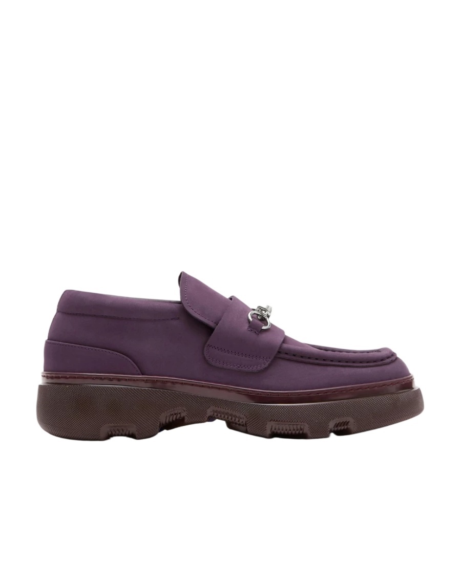 Burberry Creeper Clamp Suede Loafers In Purple