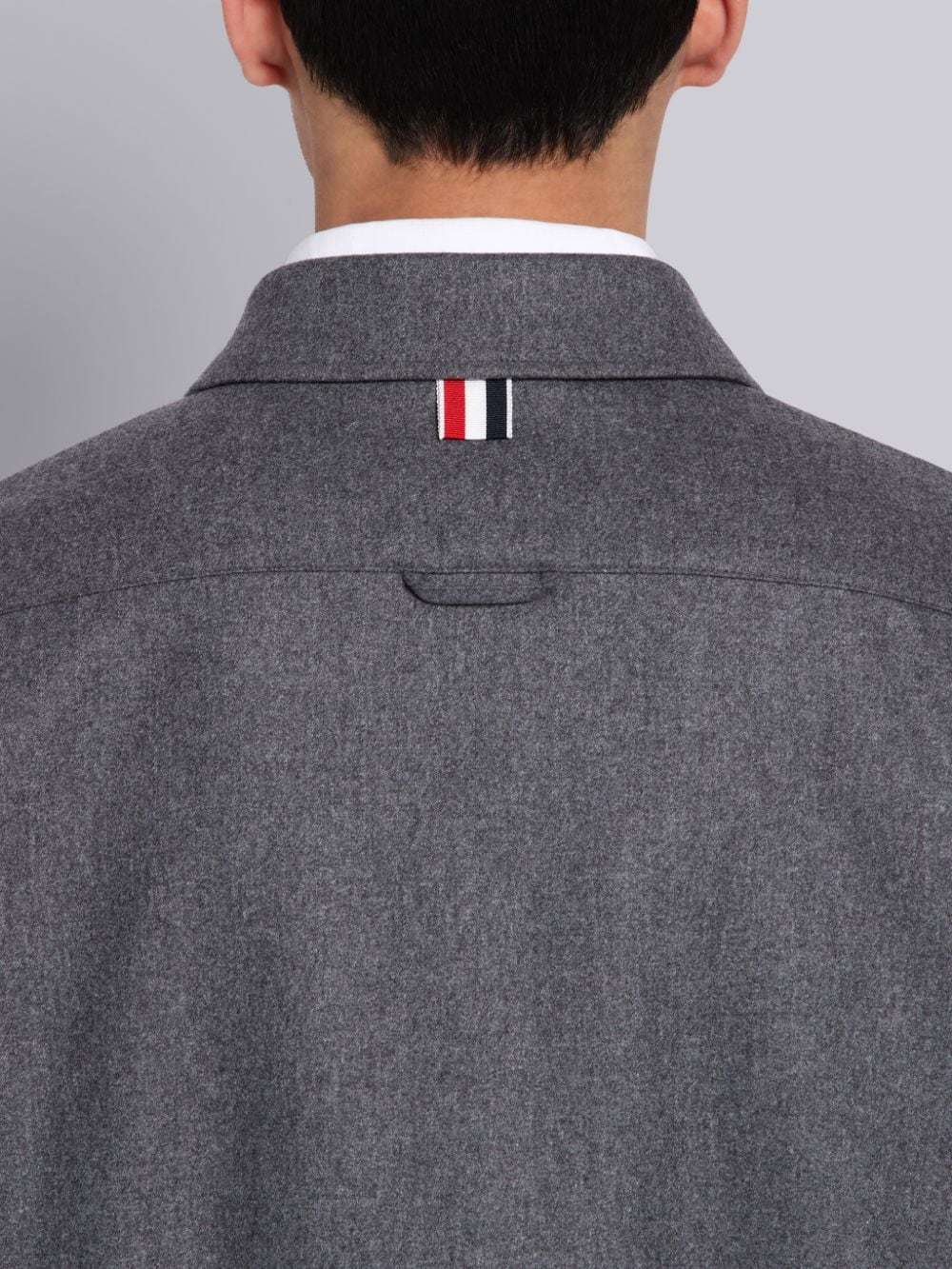 Thom Browne Flannel Tonal 4-bar Shirt Jacket In Black