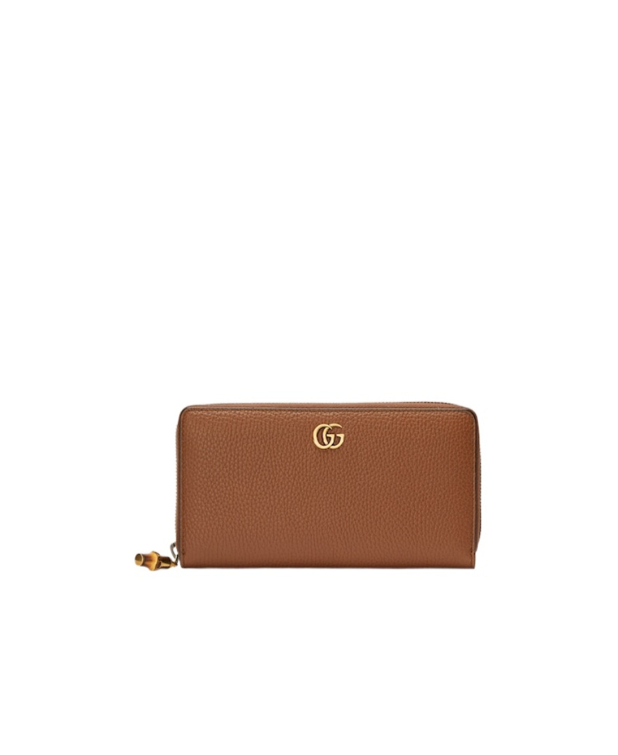 Gucci Double G Leather Wallet In Brown