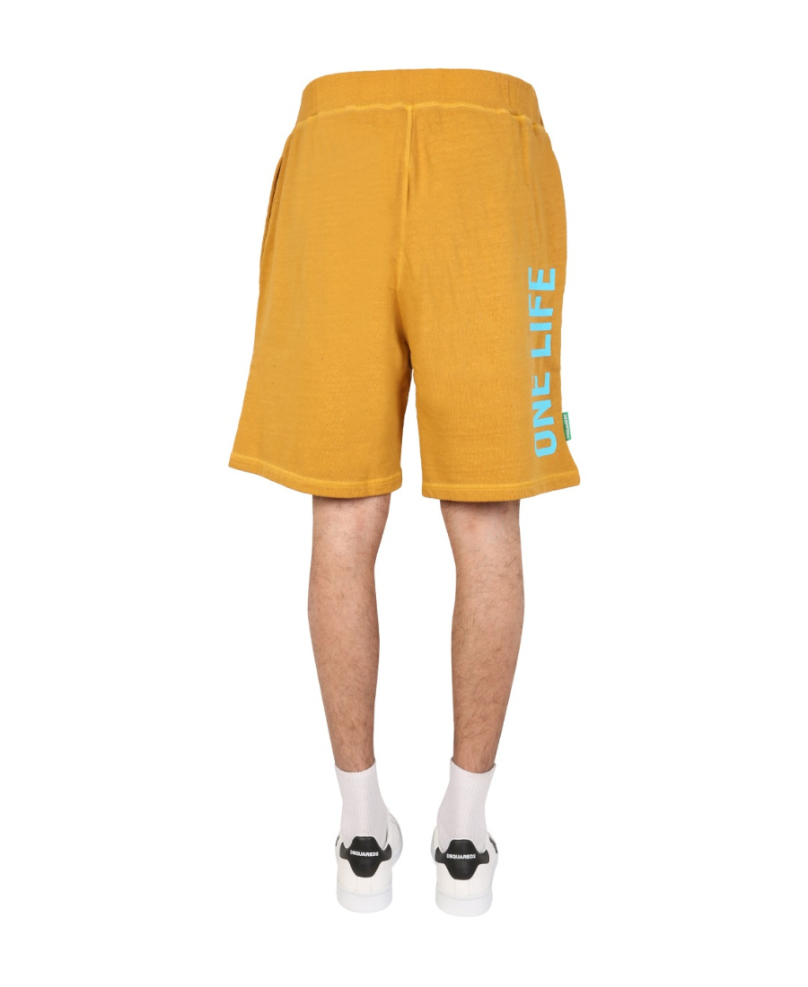 Dsquared2 Dsquared Men "one Life One Planet" Bermuda Shorts In Orange
