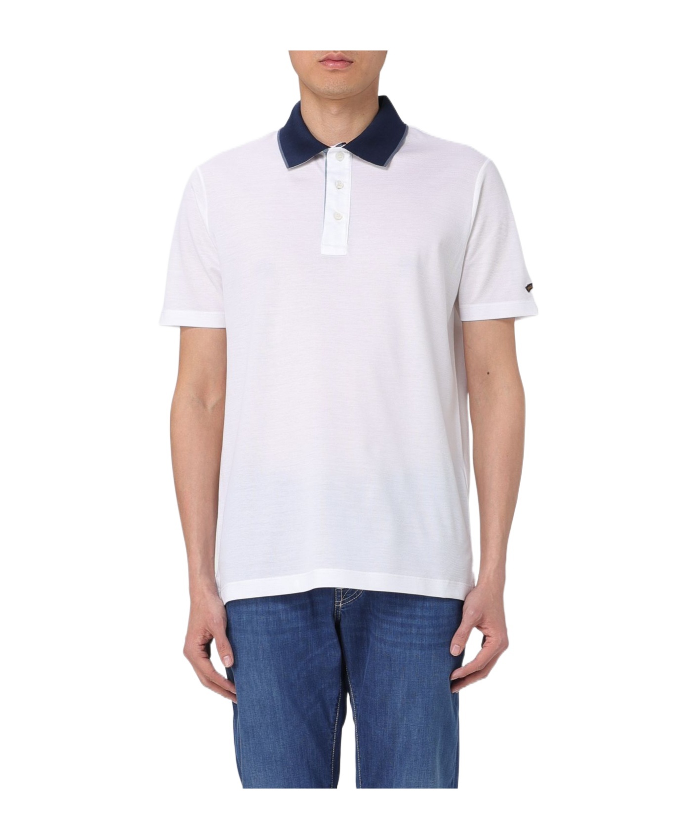 Paul & Shark White Short Sleeves Logo Polo In White