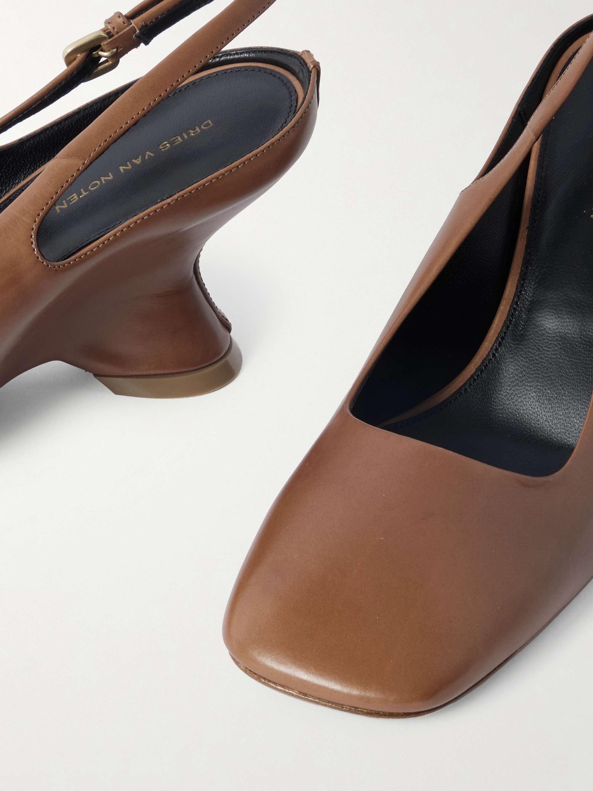 Dries Van Noten Slingback High Heel Sandals In Brown