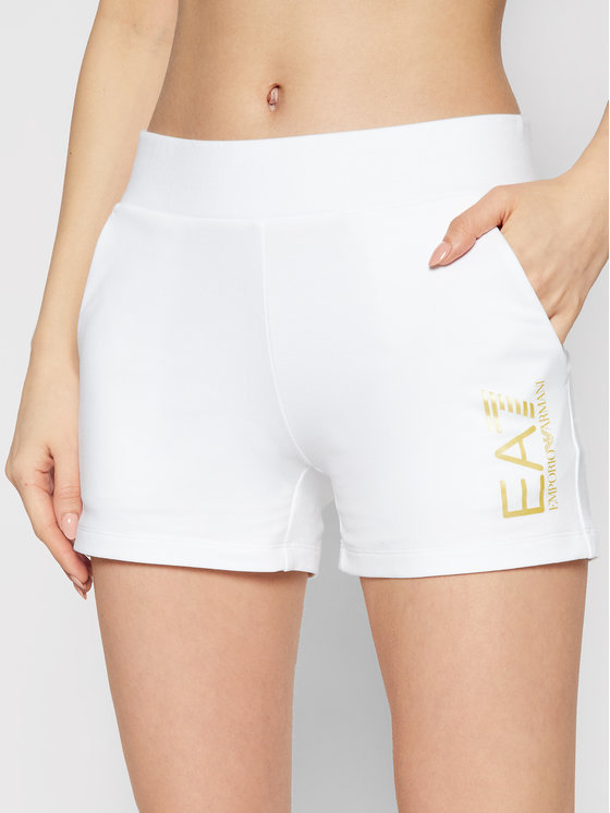 Ea7 Logo Detail Shorts In White