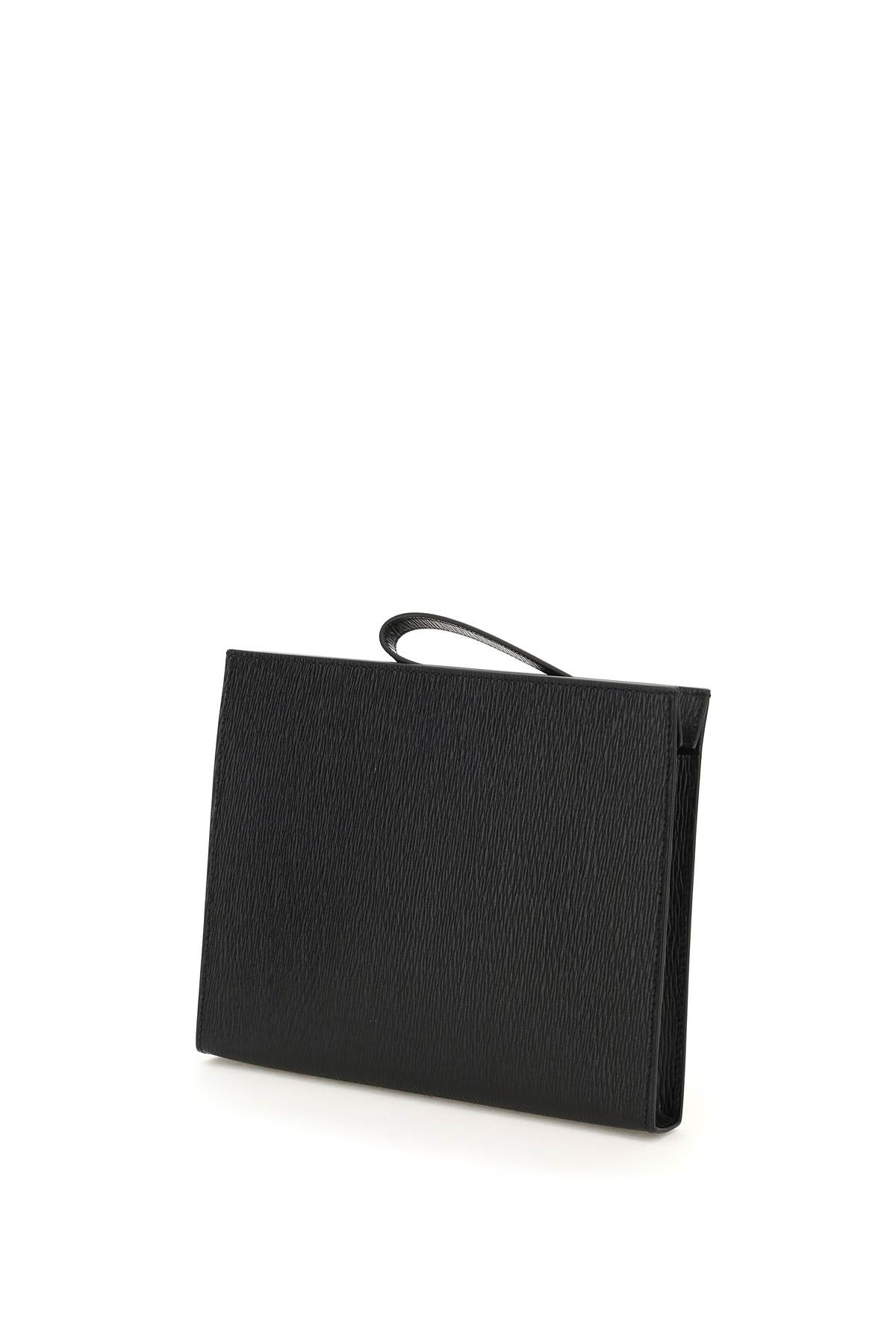 FERRAGAMO SALVATORE FERRAGAMO GANCINI LOGO PLAQUE CLUTCH BAG 