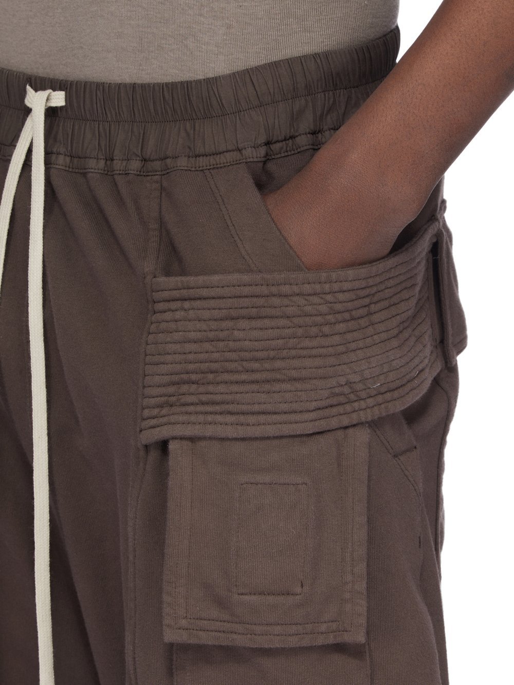 Rick Owens Drkshdw Creatch Straight-leg Brushed Cotton-jersey Drawstring Cargo Shorts In Multi