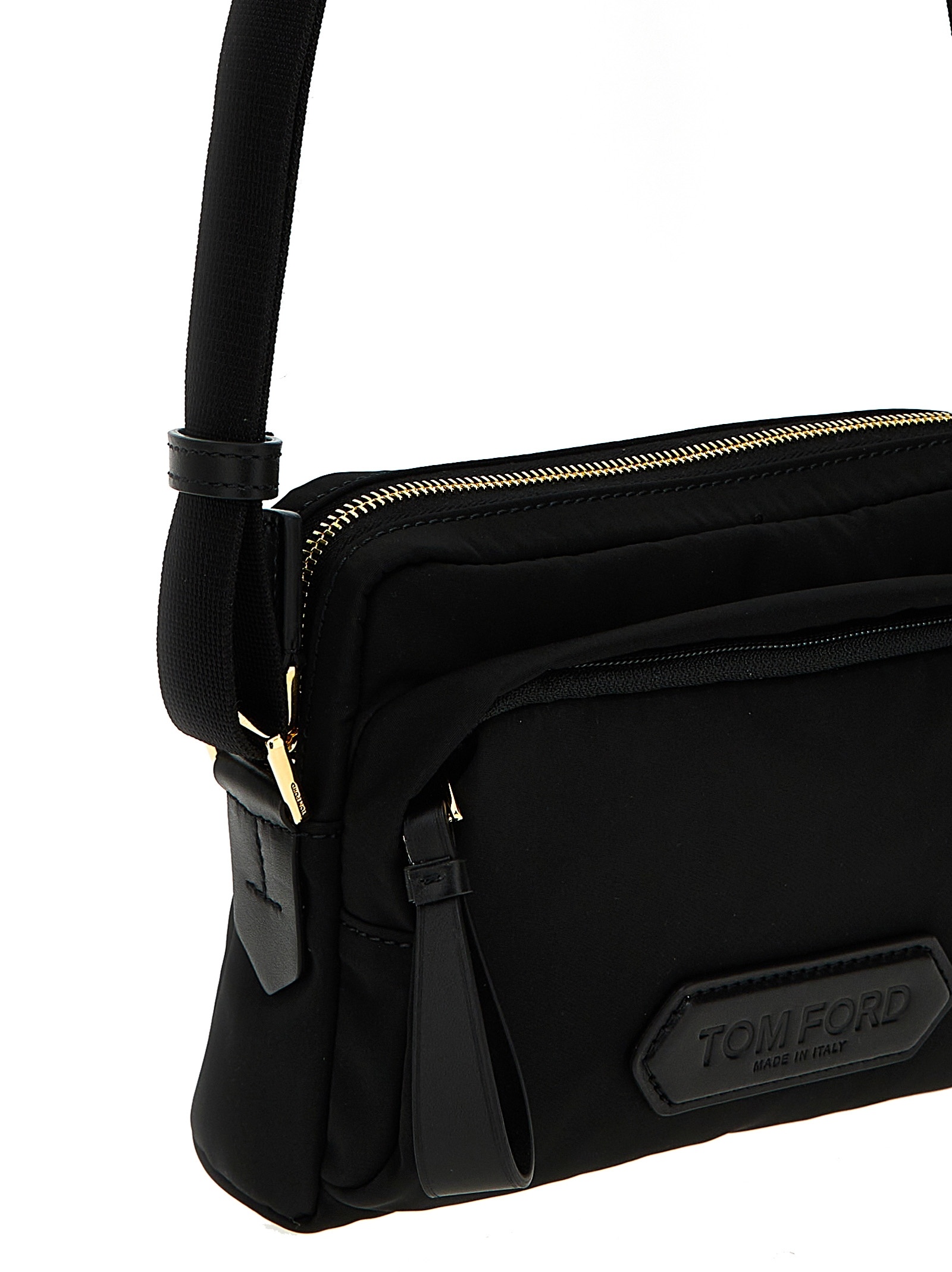 Tom Ford Logo-patch Crossbody Bag In Black