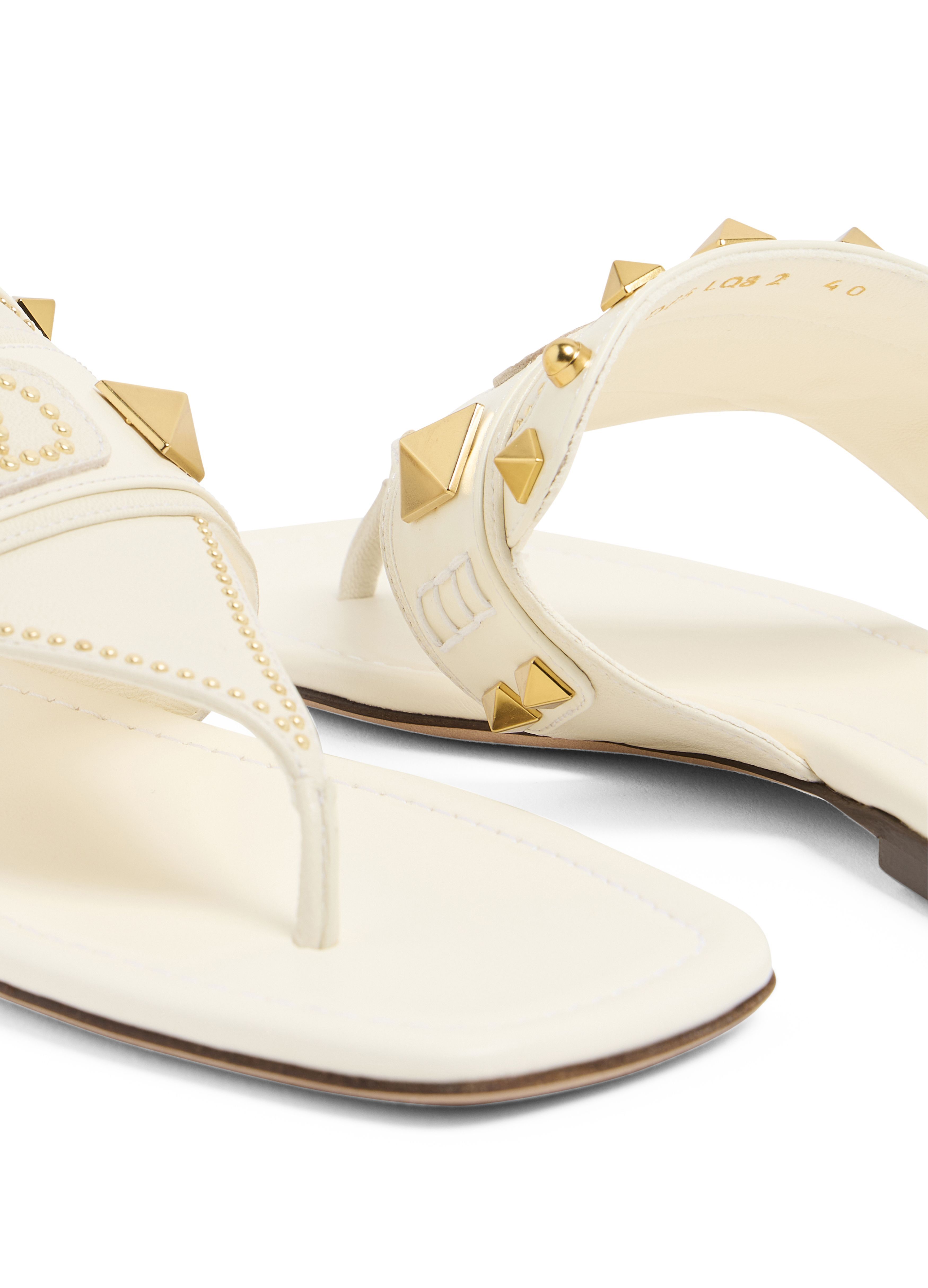 Shop Valentino Square-headed Flat Sandals In White