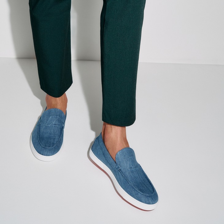 Christian Louboutin Varsiboat Denim Boat Shoes In Blue