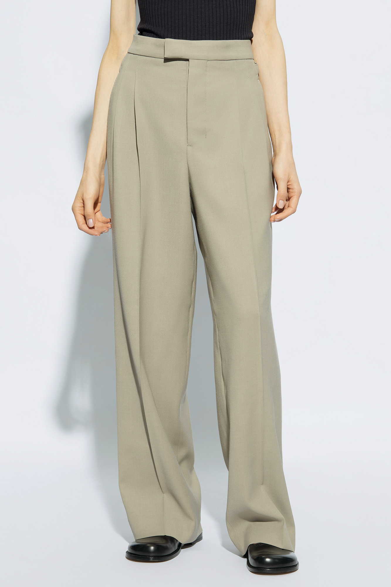 Ami Alexandre Mattiussi Ami High Waisted Straight Leg Pants In Nude