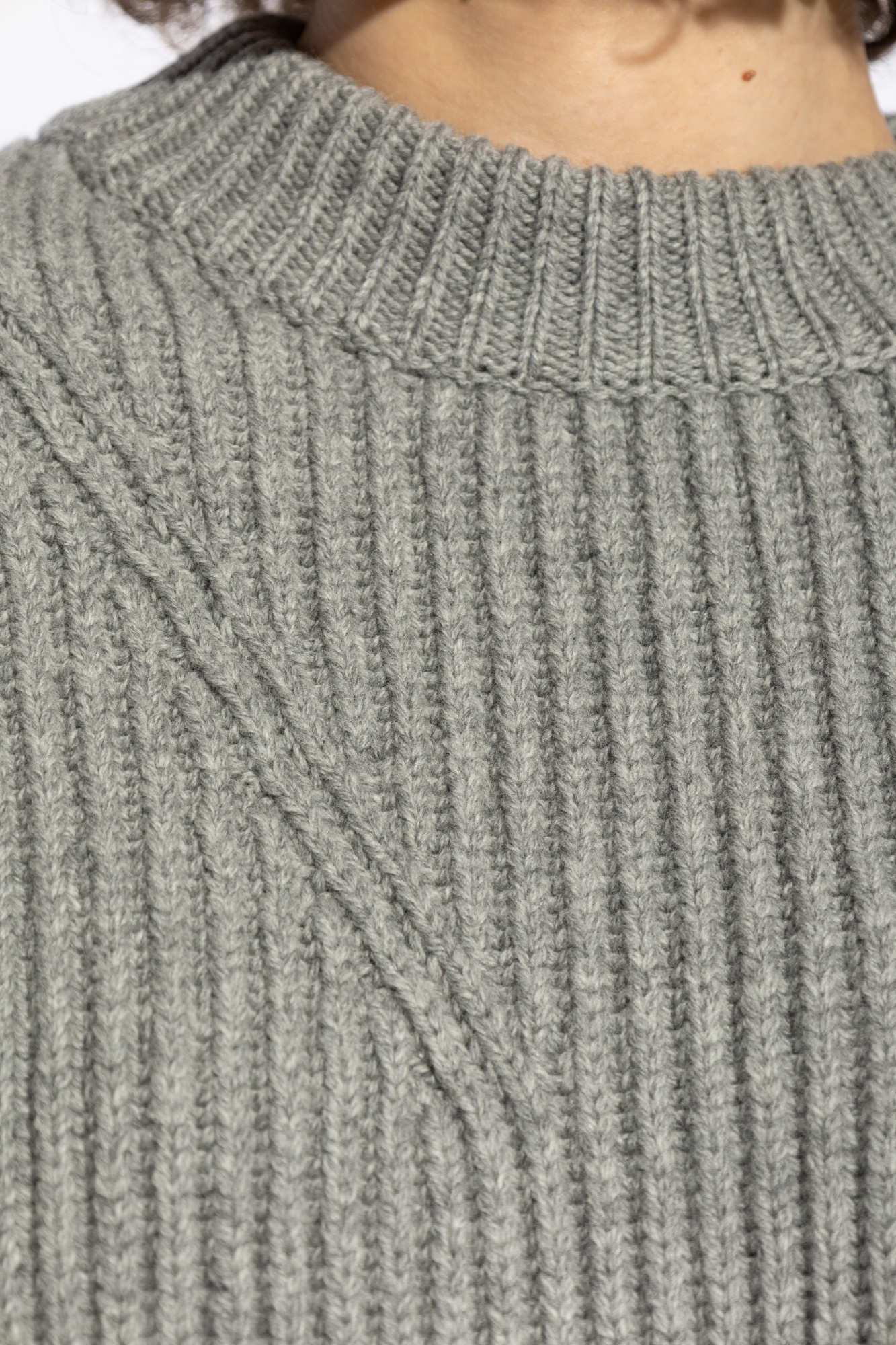 Jil Sander Ribbed Mock Neck Knitwear With Relaxed Fit In Gray