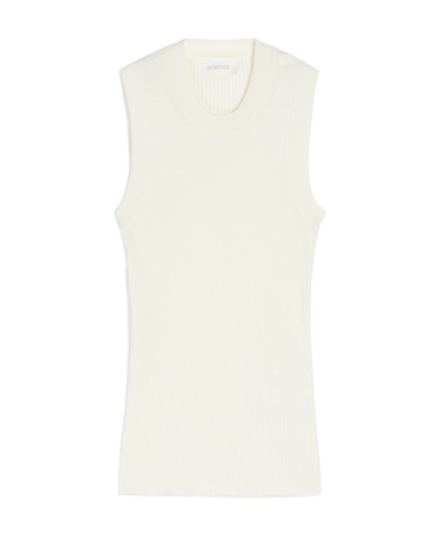 Sportmax Toledo Crewneck Sleeveless Knitted Top In Nude