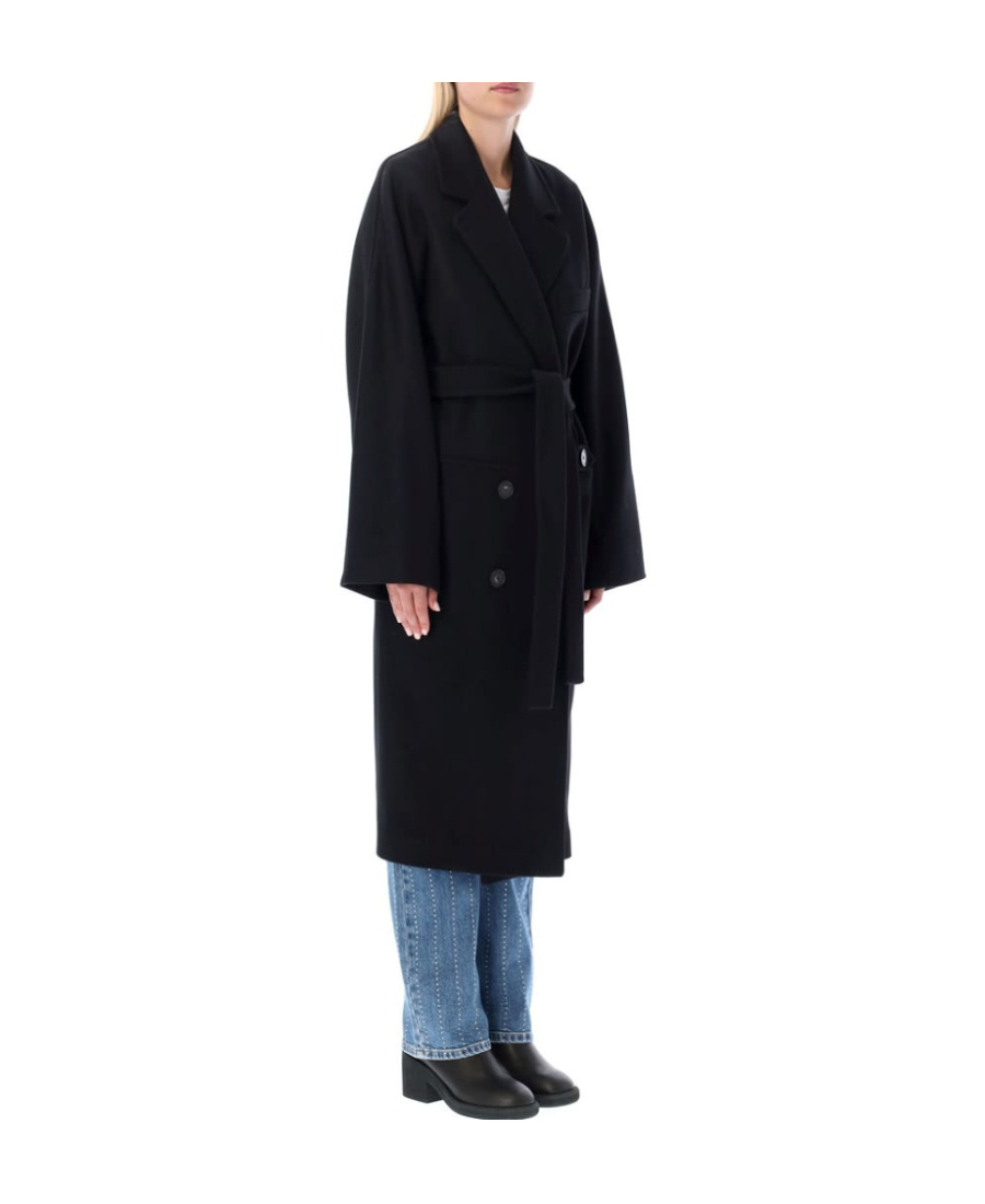Stella Mccartney Double-breasted Belted Mid-length Coat In Black