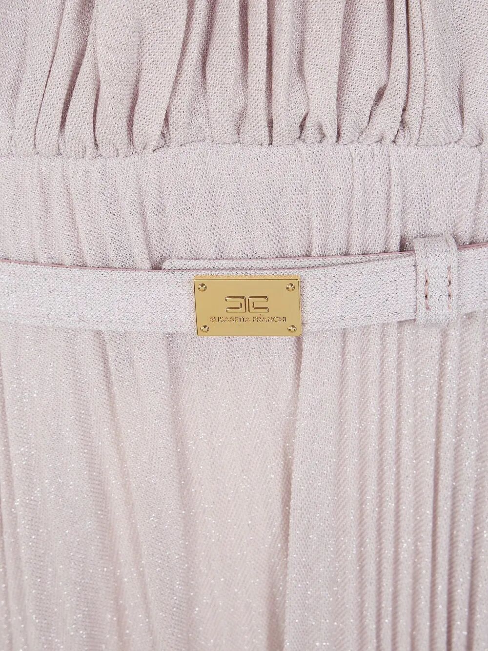 Elisabetta Franchi Belted Lurex Maxi Dress In Gray