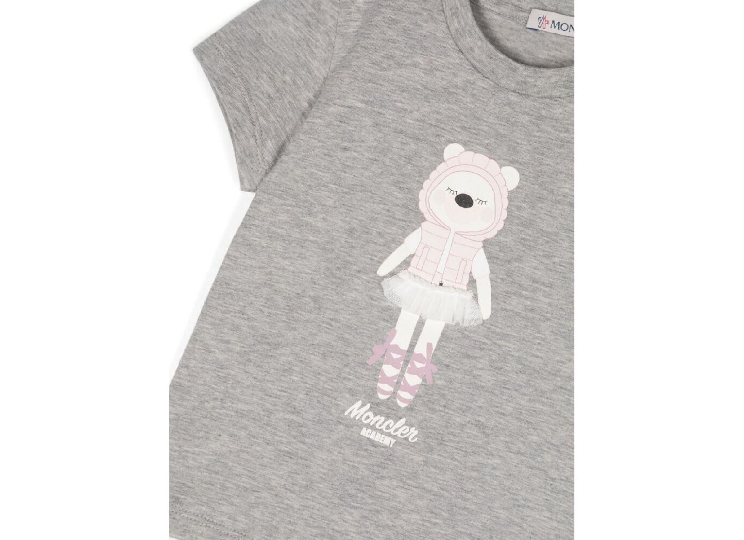 Moncler Teddy-bear-print Cotton T-shirt In Gray