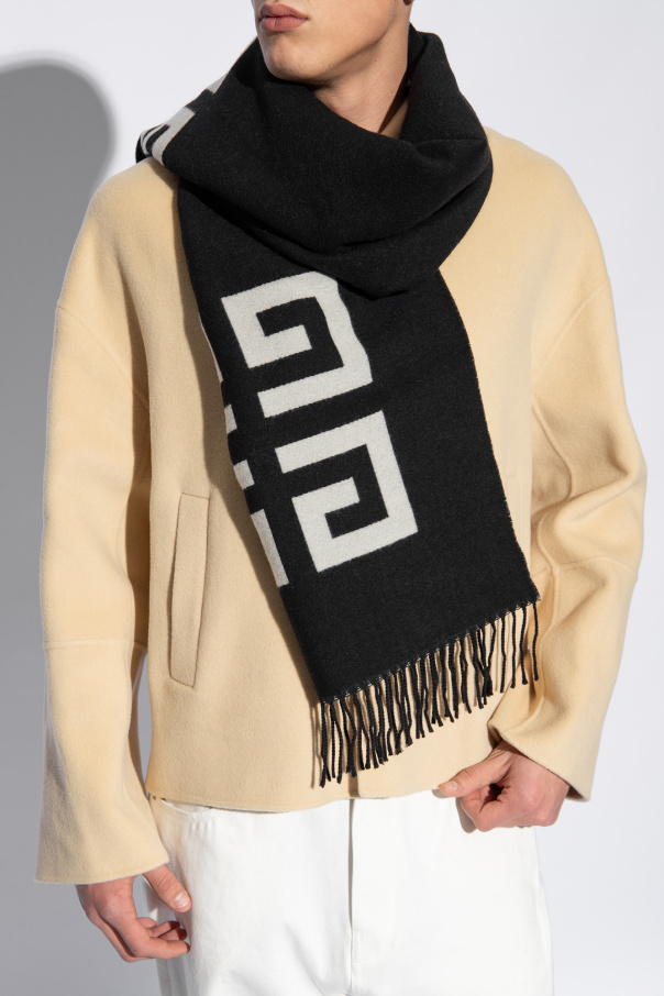 Givenchy 4g Motif Fringed Scarf In Black