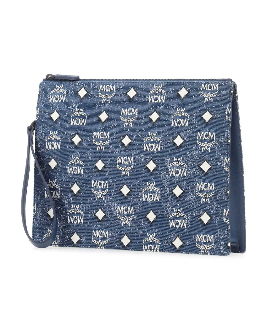 Mcm Logo Clutch In Blue