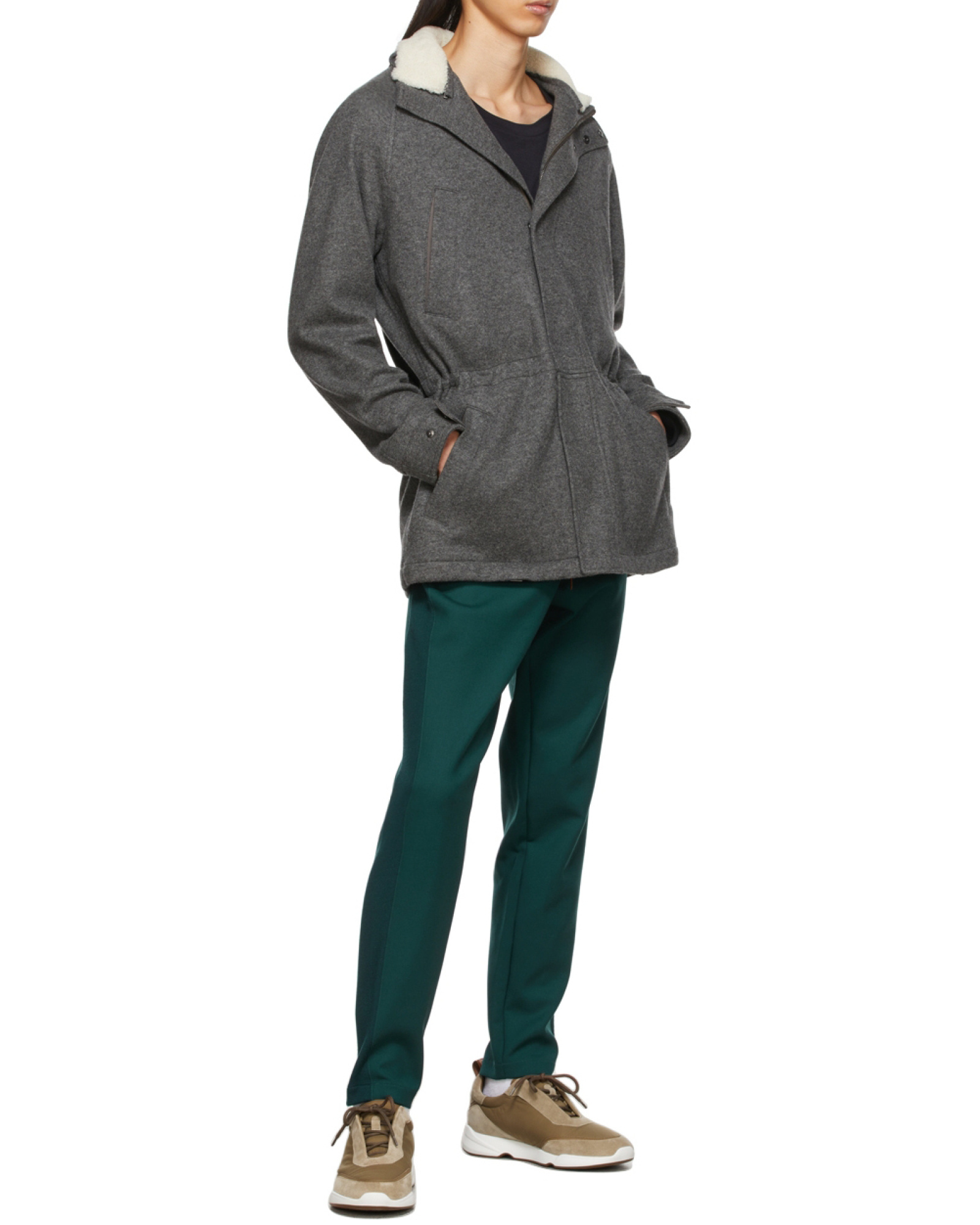 Loro Piana Elastic Waist And Standing Collar Casual Jacket In Black