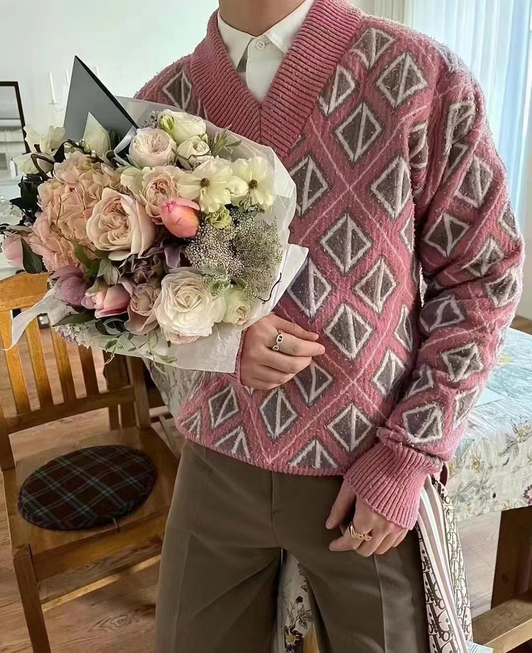 Dior Long-sleeved Sweater In Pink