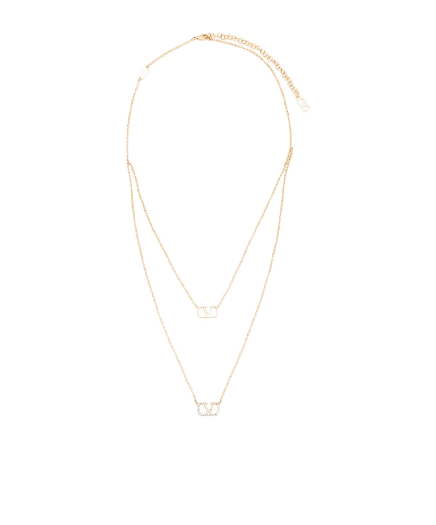 Valentino Vlogo Signature Double-chain Necklace In Yellow