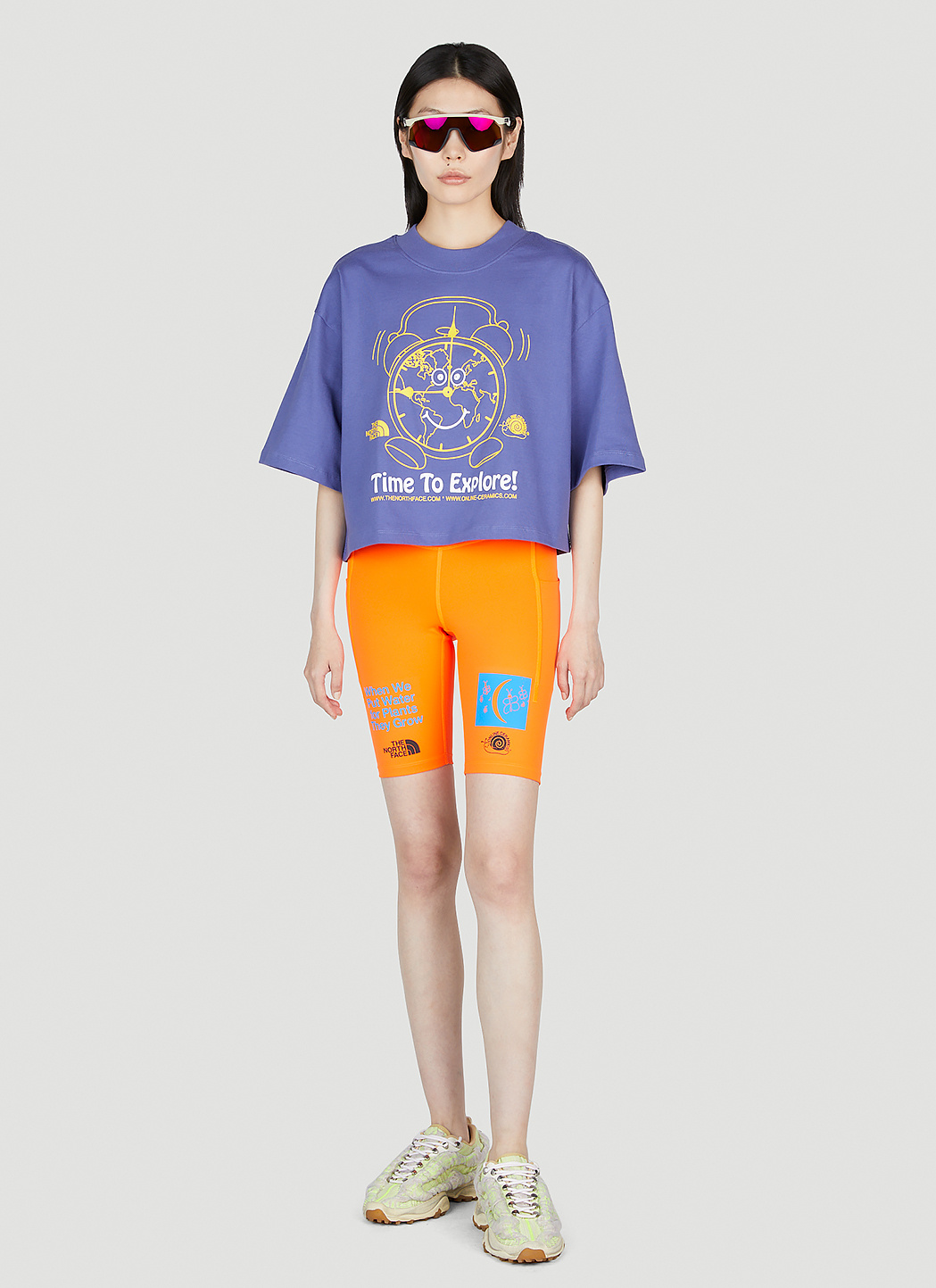 Shop The North Face X Online Ceramics Graphic-printed Cropped T-shirt In Purple