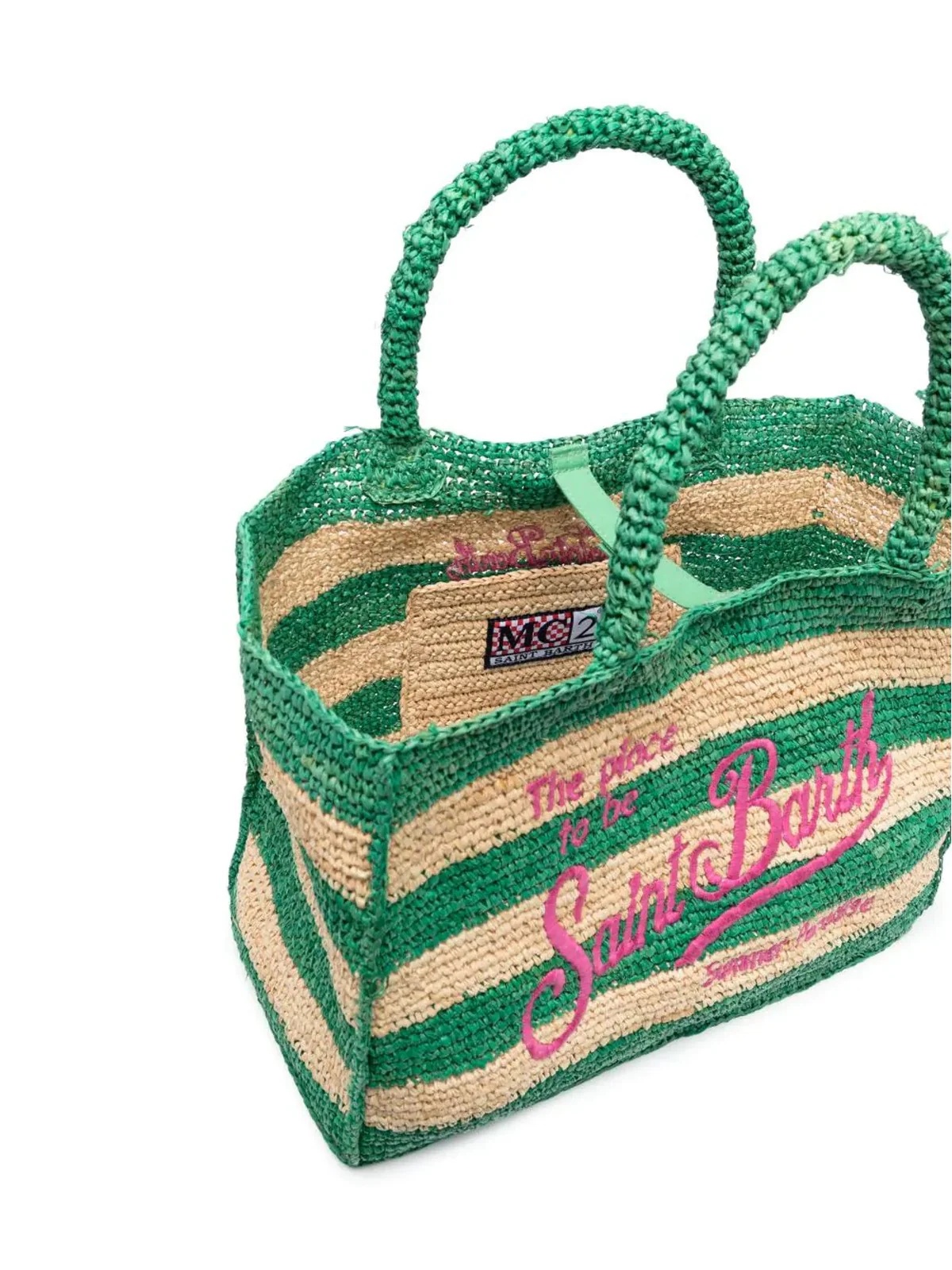Mc2 Saint Barth Letter Knitted Handbag In Green