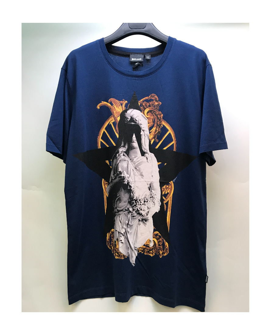 Just Cavalli Printed Round-necked T-shirt In Black
