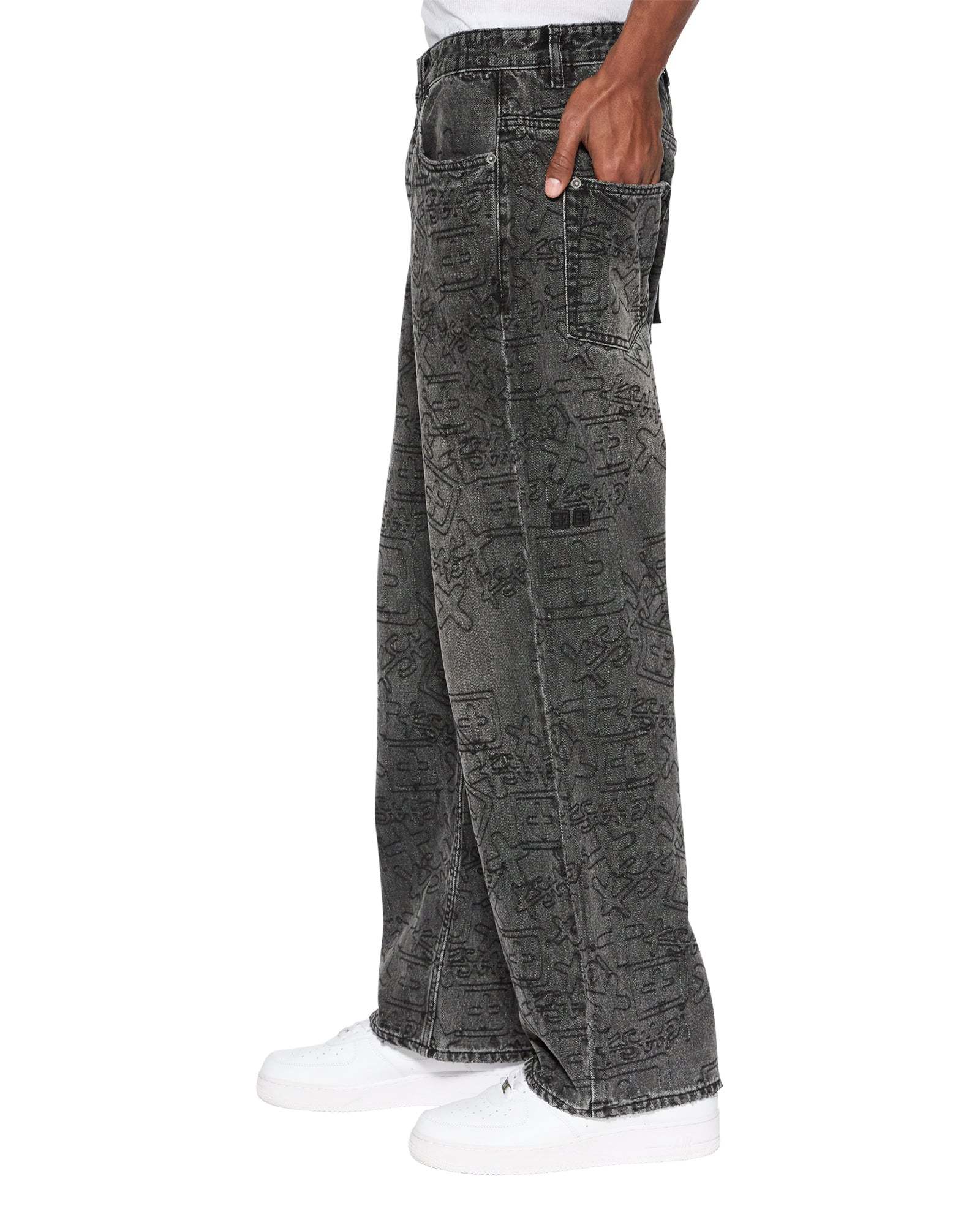 Shop Ksubi Exaggerated Straight Jeans In Black