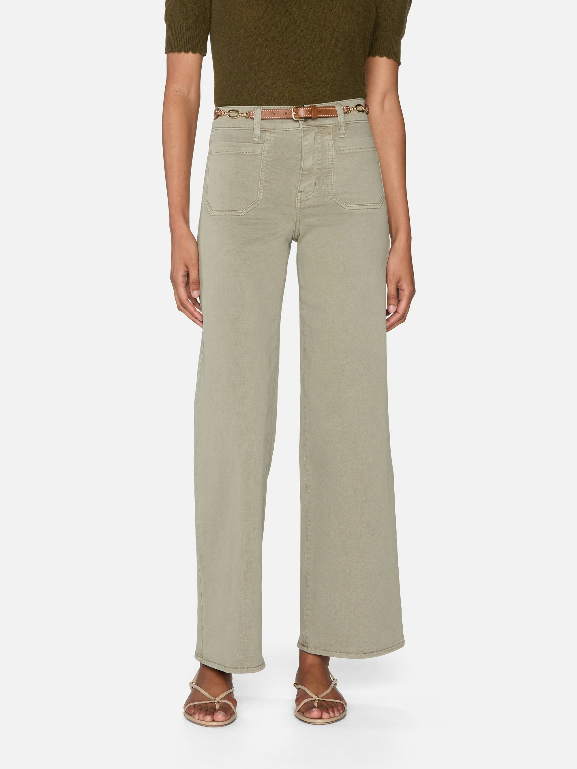 Frame Le Slim Palazzo Modernist Pocket In Thyme