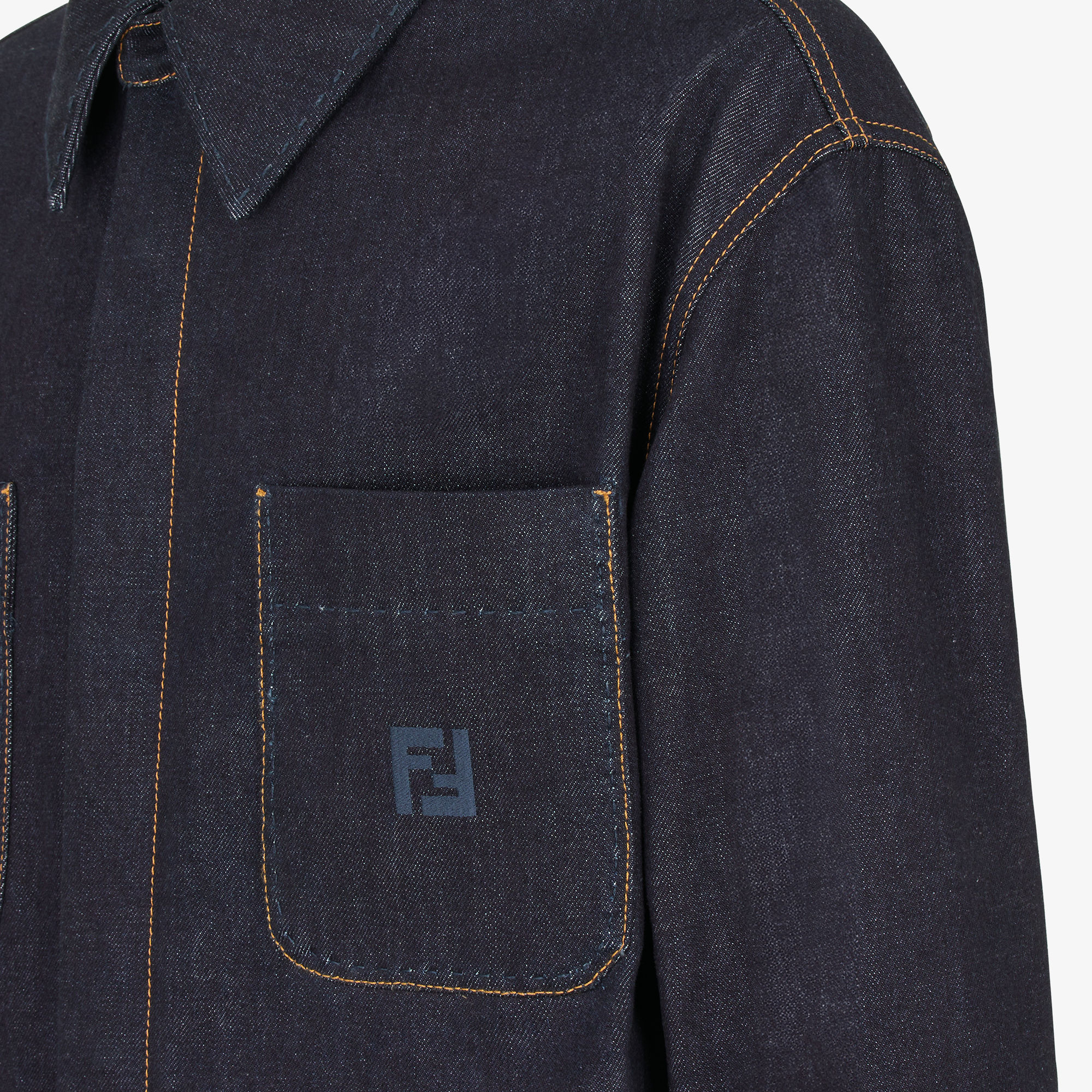 Fendi Logo Embroidered Denim Jacket In Black