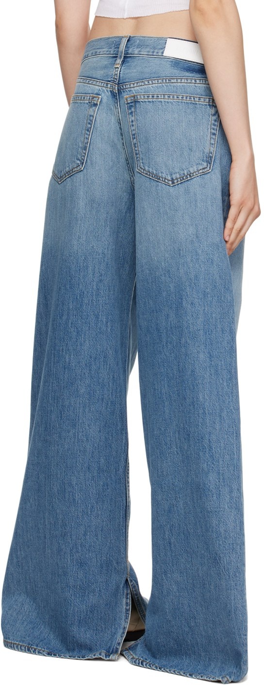 Re/done Whiskering-effect Low-rise Wide-leg Jeans In Blue