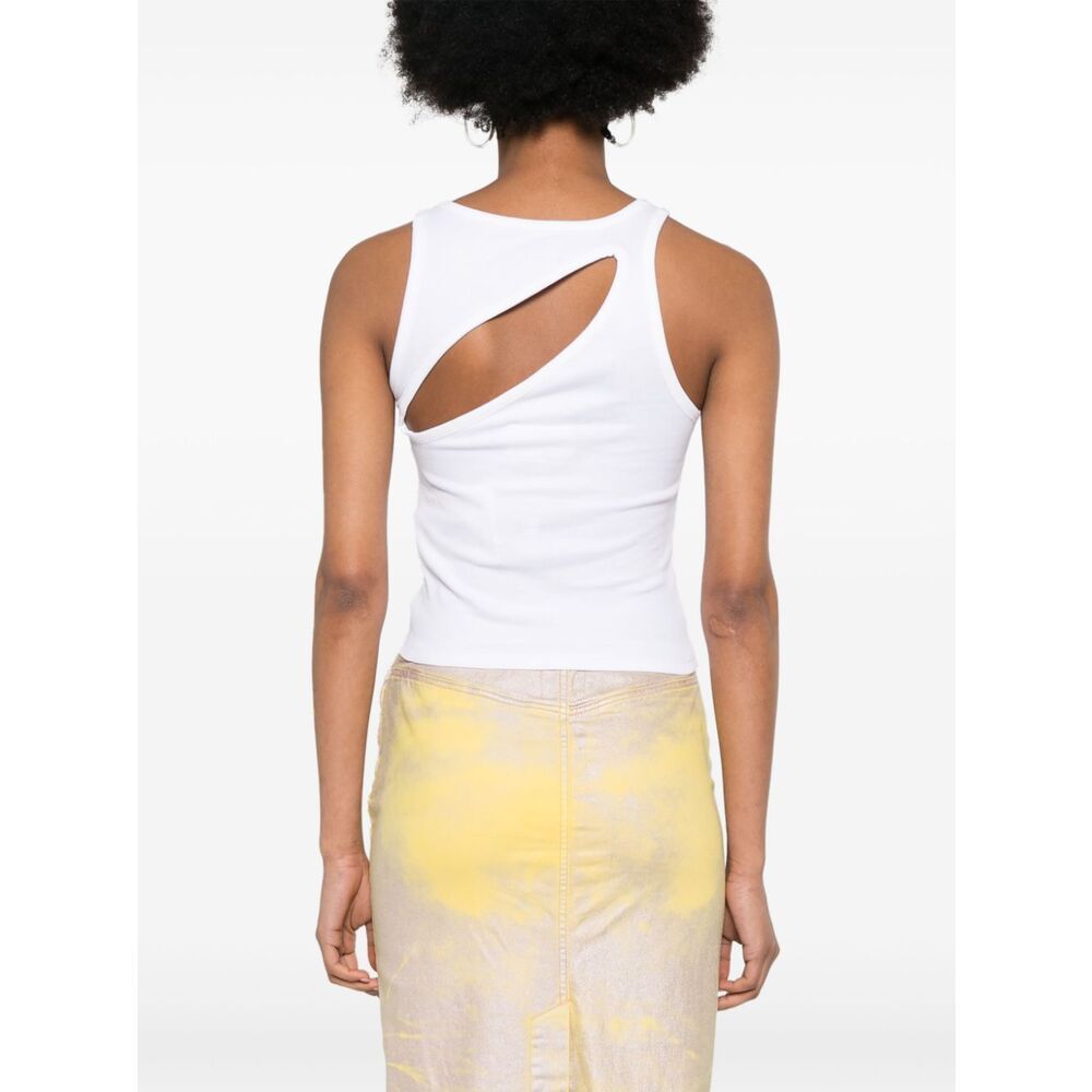 Mm6 Maison Margiela Ribbed Cropped Tank Top In White