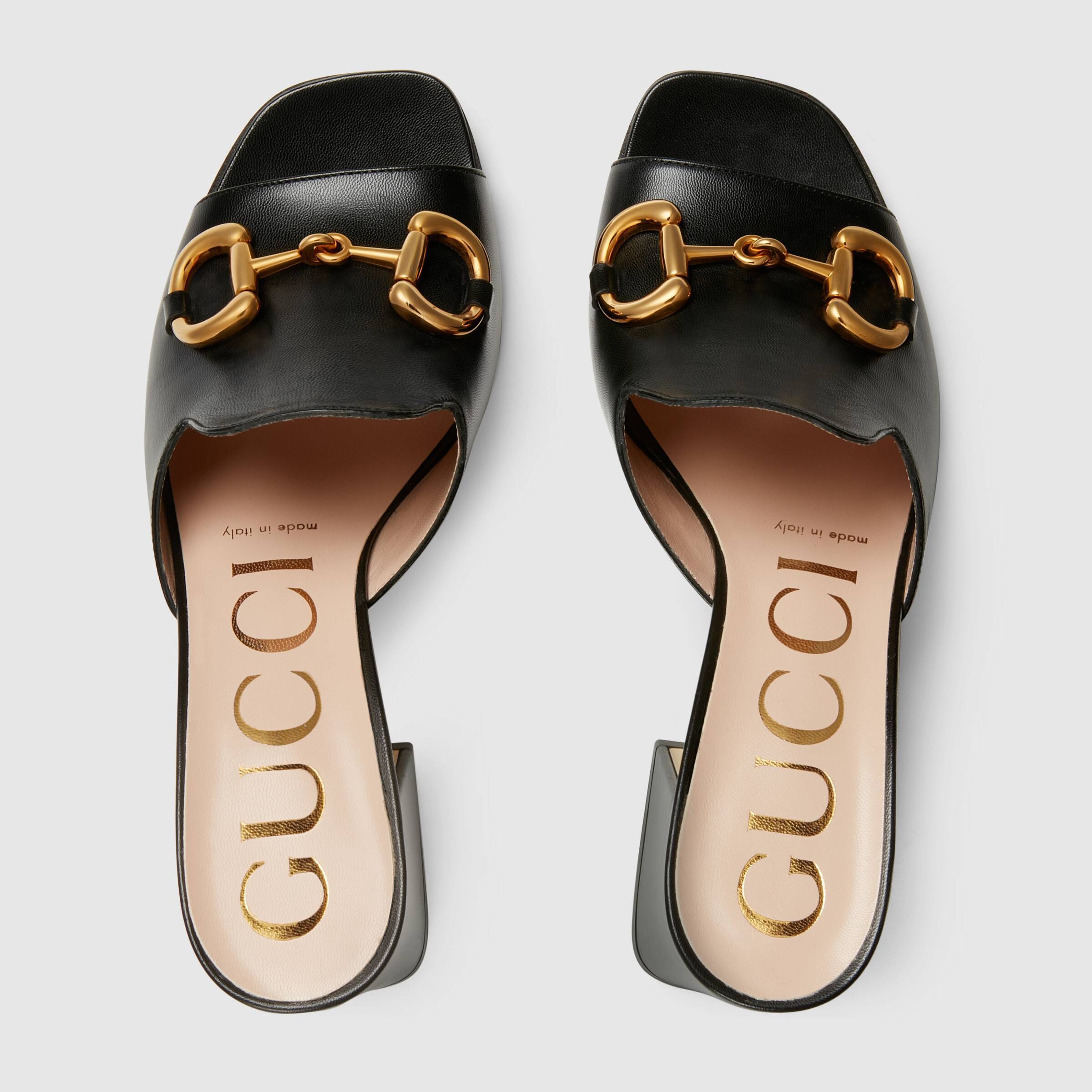Gucci Horsebit Mule Sandals In Black