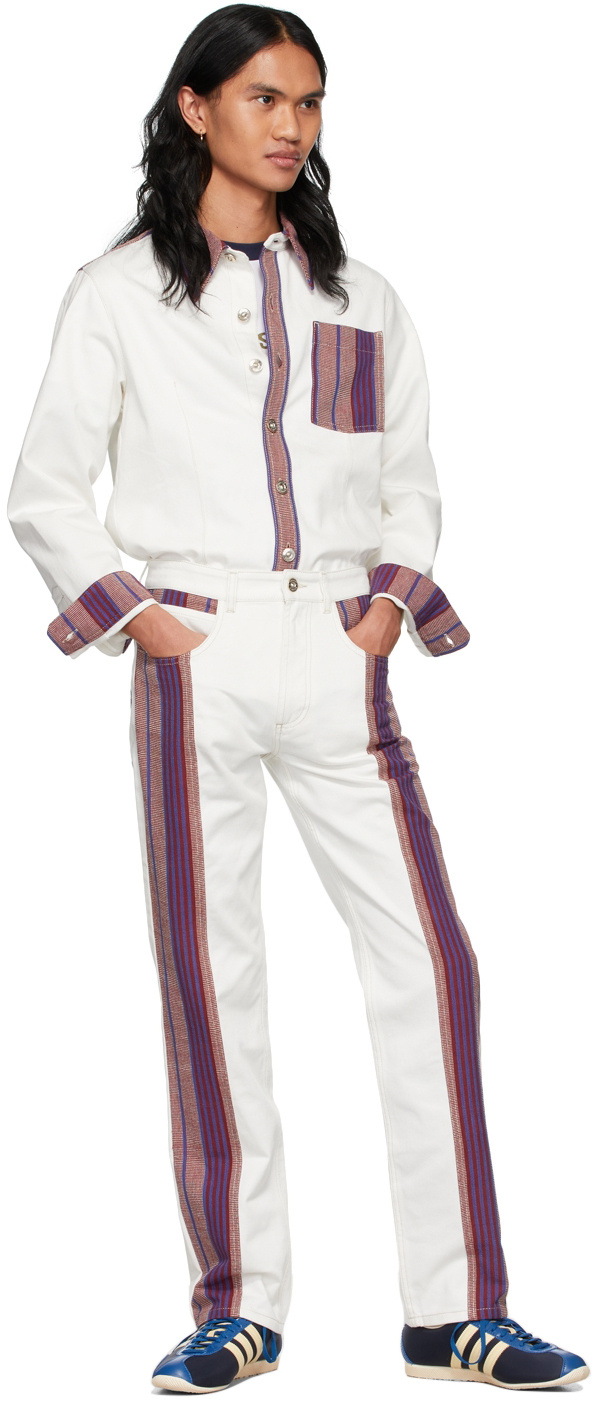 WALES BONNER STITCHED STRAIGHT JEANS
