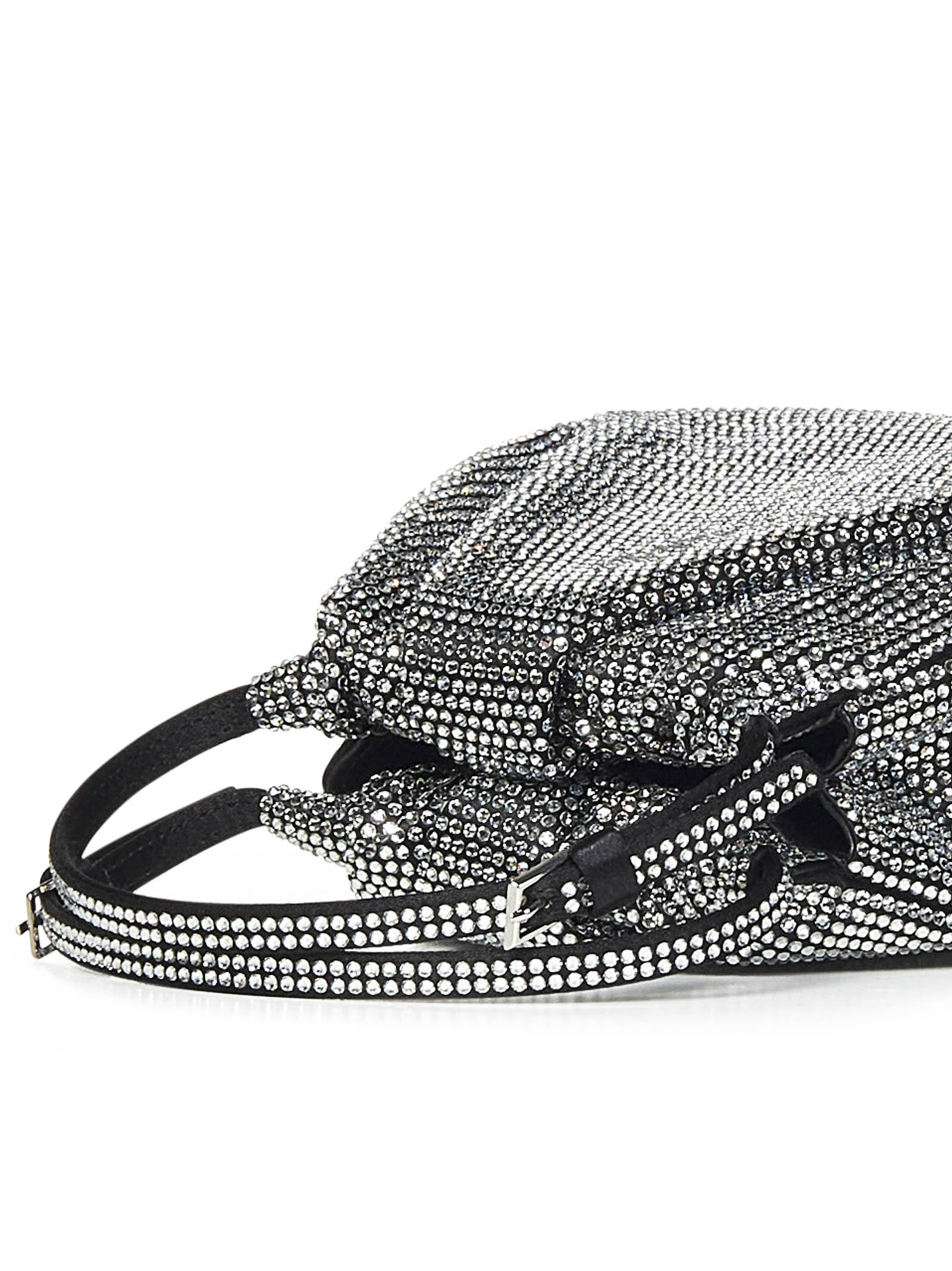 Amina Muaddi Vittoria Full Crystal Handbag In Black