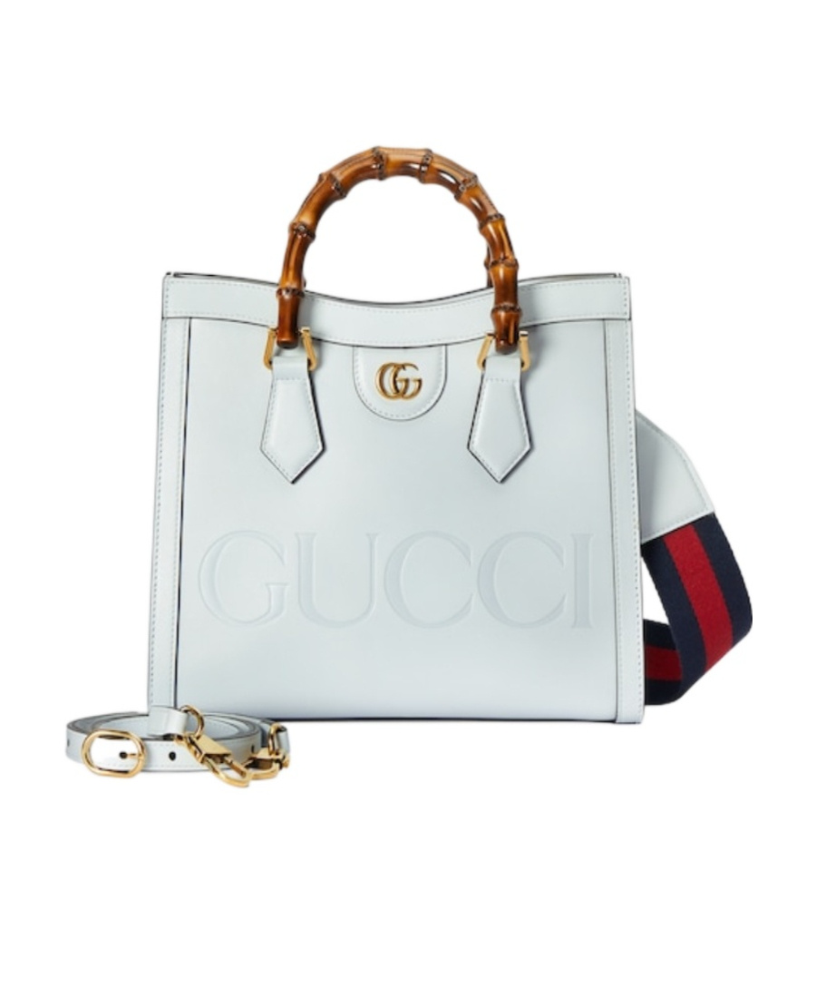 Gucci Diana Leather Tote Bag In Blue