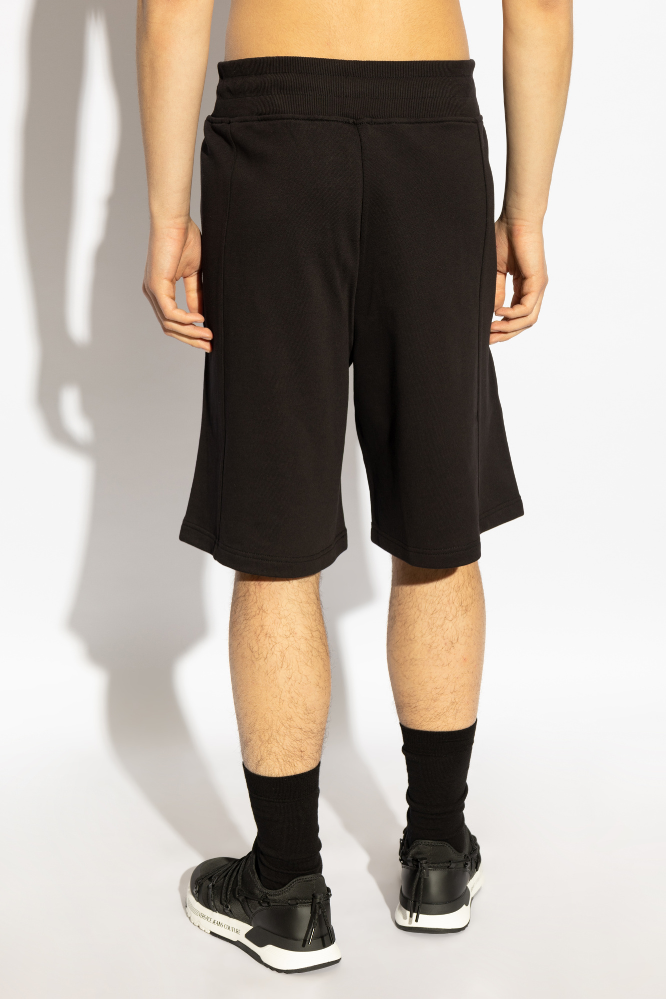 Versace Jeans Logo-plaque Track Shorts In Black