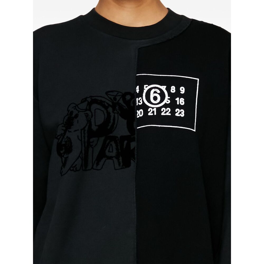 Shop Mm6 Maison Margiela Numbers-motif Cotton Sweatshirt In Black