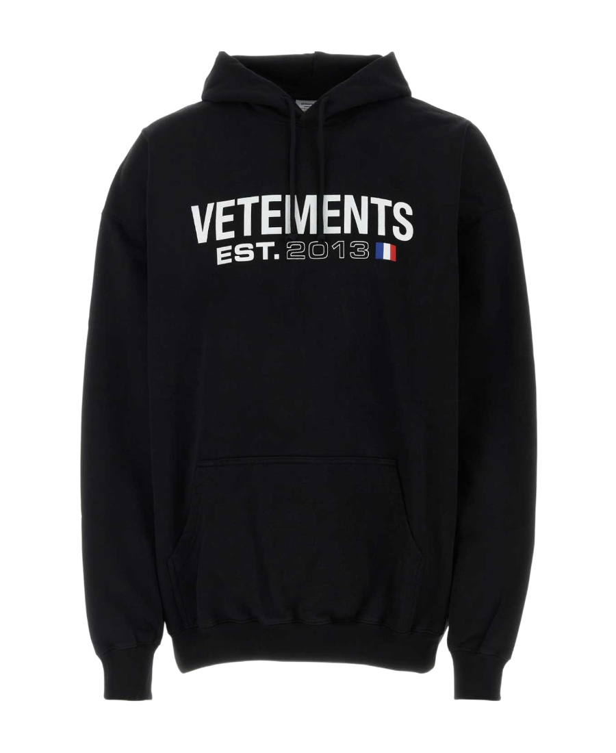 Vetements Oversize Hooded Sweatshirt In Cotton Blend In Black