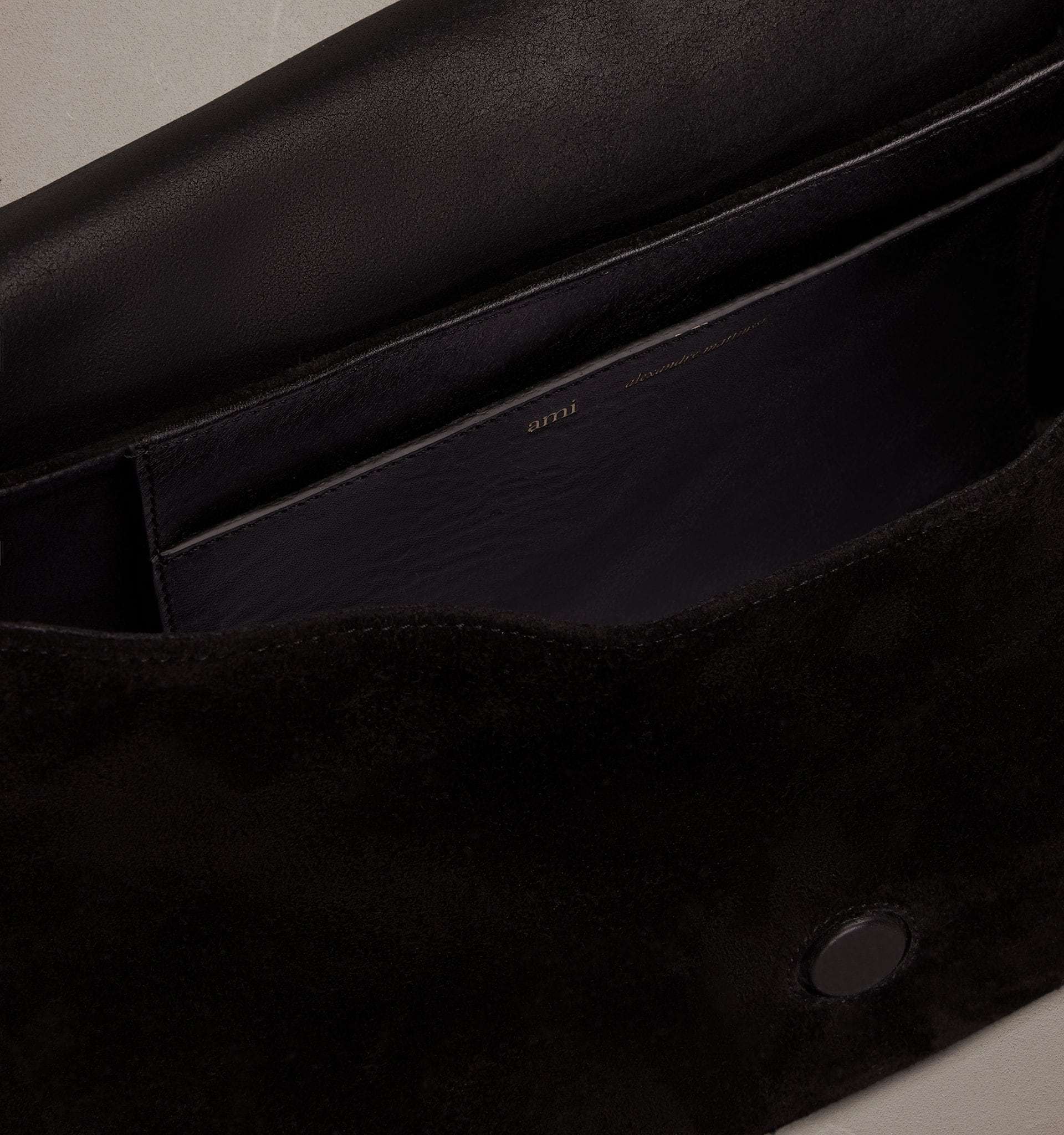 Ami Alexandre Mattiussi Paname Paname Suede Shoulder Bag In Black