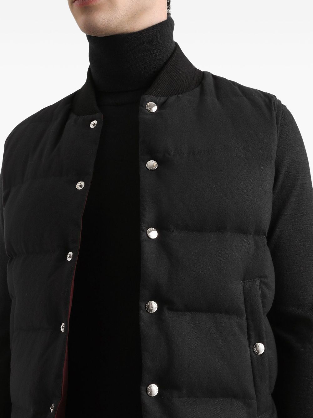 Dolce & Gabbana Quilted Sleeveless Reversible Ribbed Collar Jacket In Black